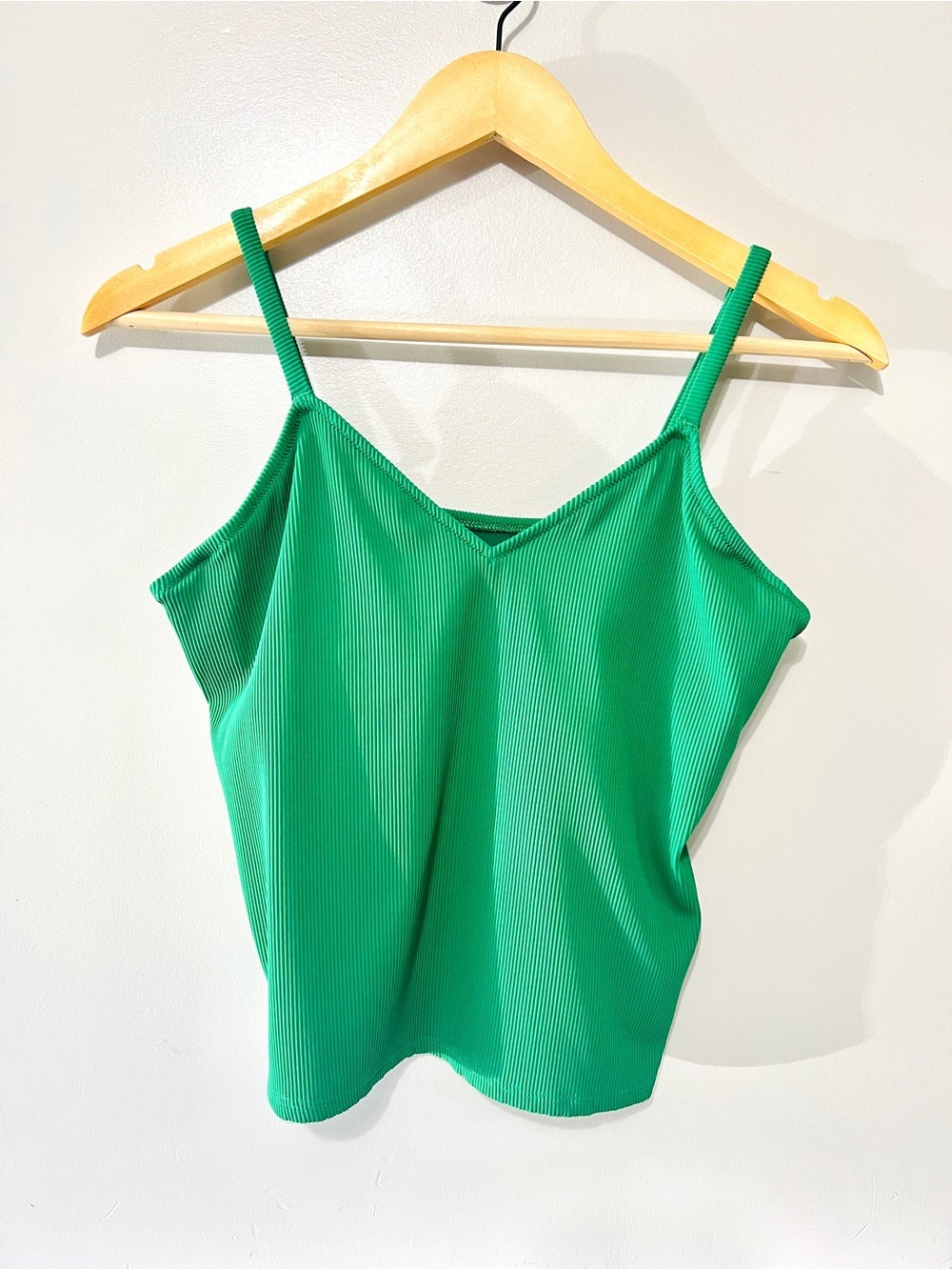 Aerie Ribbed Cropped Top Size Large Green Cropped V-Neck Casual Summer Tank Top